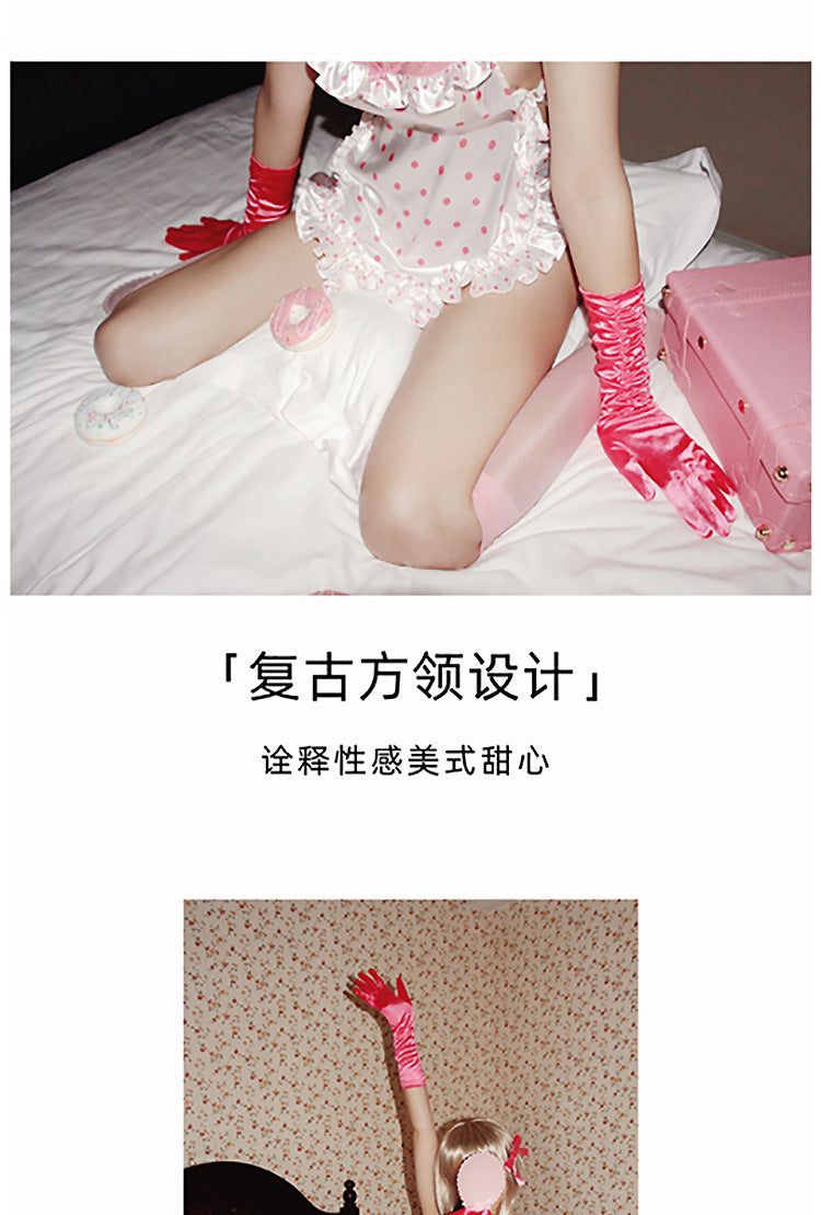 Sexy Lingerie 2024 New Sexy No Polo Dot Kitchen Apron Maid Dress Sexy Uniform cosplay Women