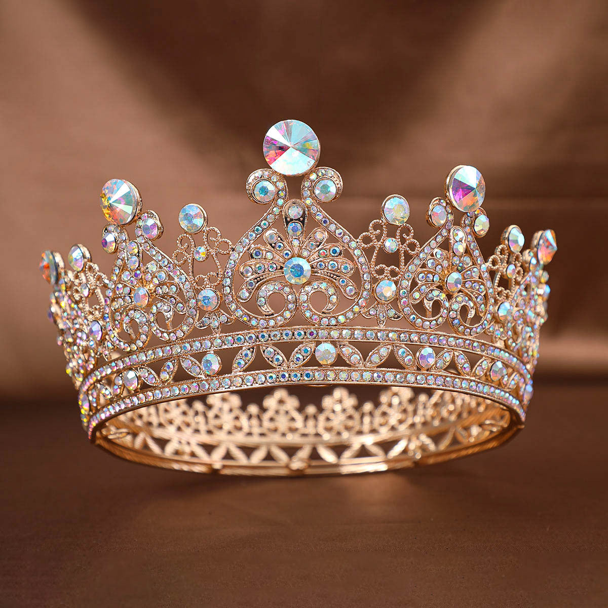 Foreign Trade Hot Rhinestone Crown Headwear European Bride Alloy Crown Hair Accessories Baroque Dress Makeup Accessories