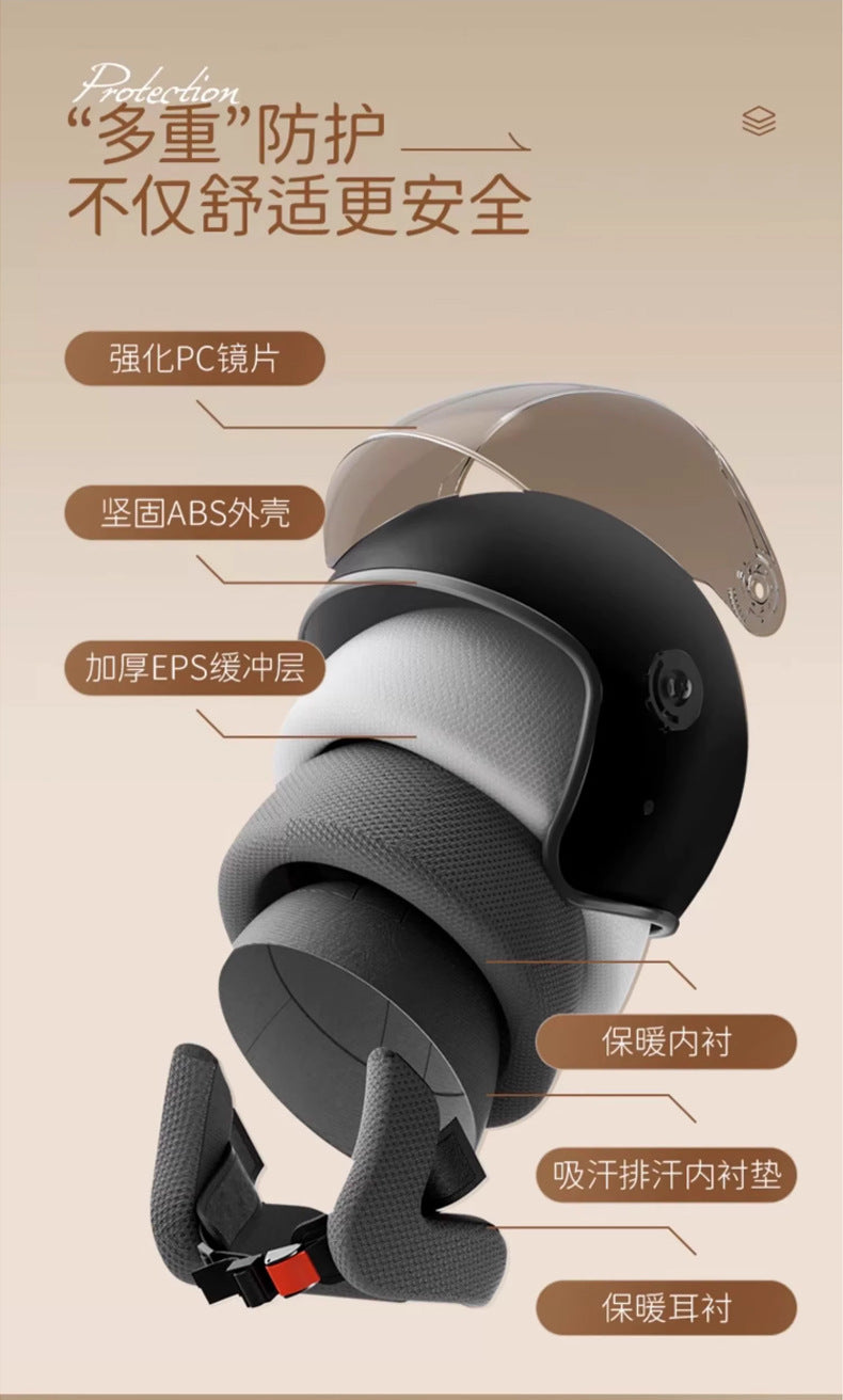 helmet 3c certification electric car men and women four seasons universal battery motorcycle safety helmet winter warm half helmet