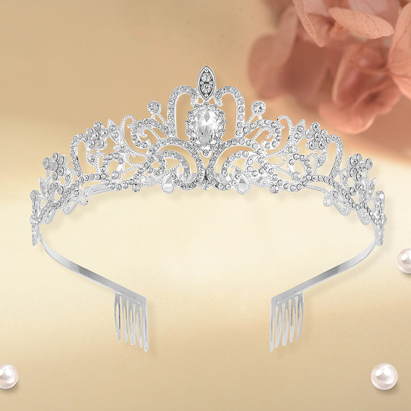 Crown Tiara Kidsren's Little Princess Crown Tiara Bride High-End Headband Female 2024 New Tiara Kidsren