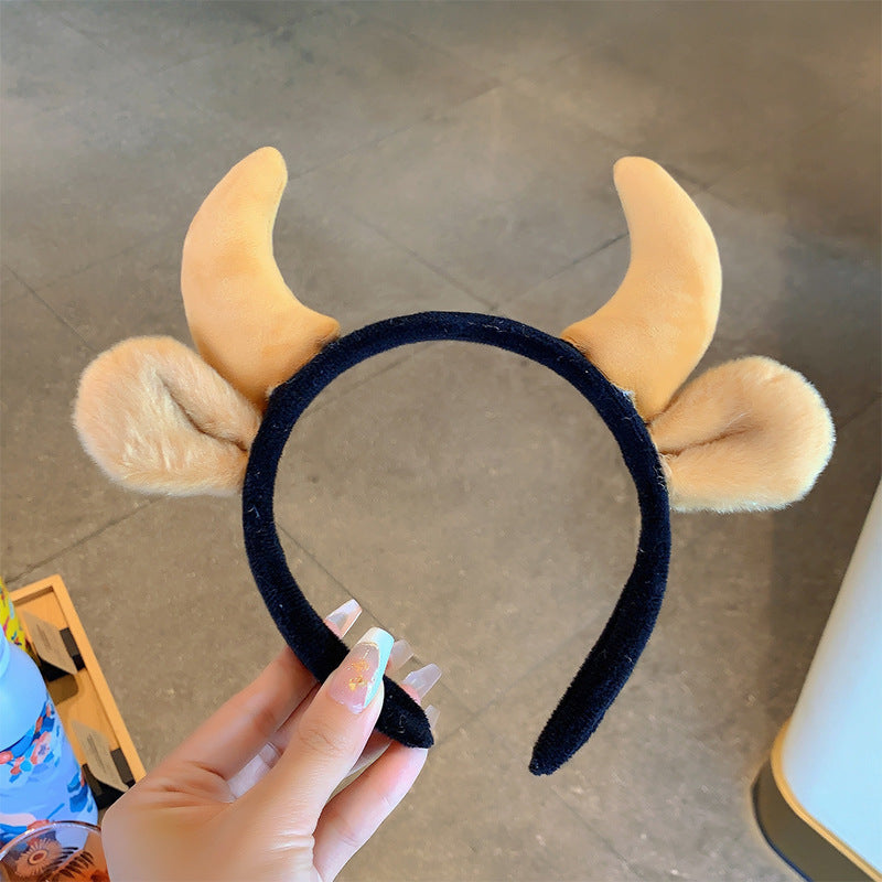 Bow cat ears plush headband face washing hair pressing non-slip headband sweet cute hair bundle children hairpin headdress