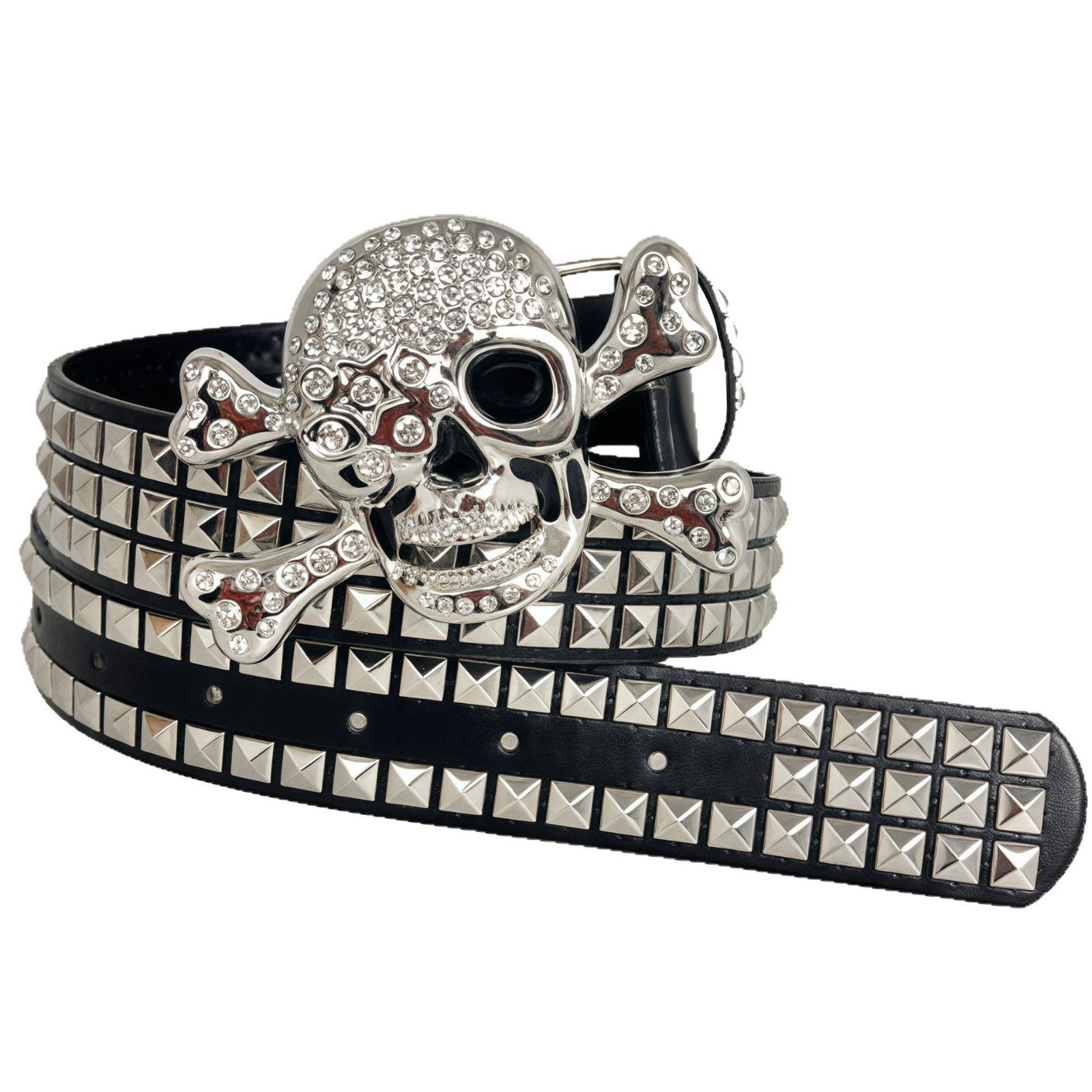 Big Skull Hip Hop Alloy Rivet Square Beads Pyramid Distinctive Belt Women's All-match Decorative High-grade Sense Belt