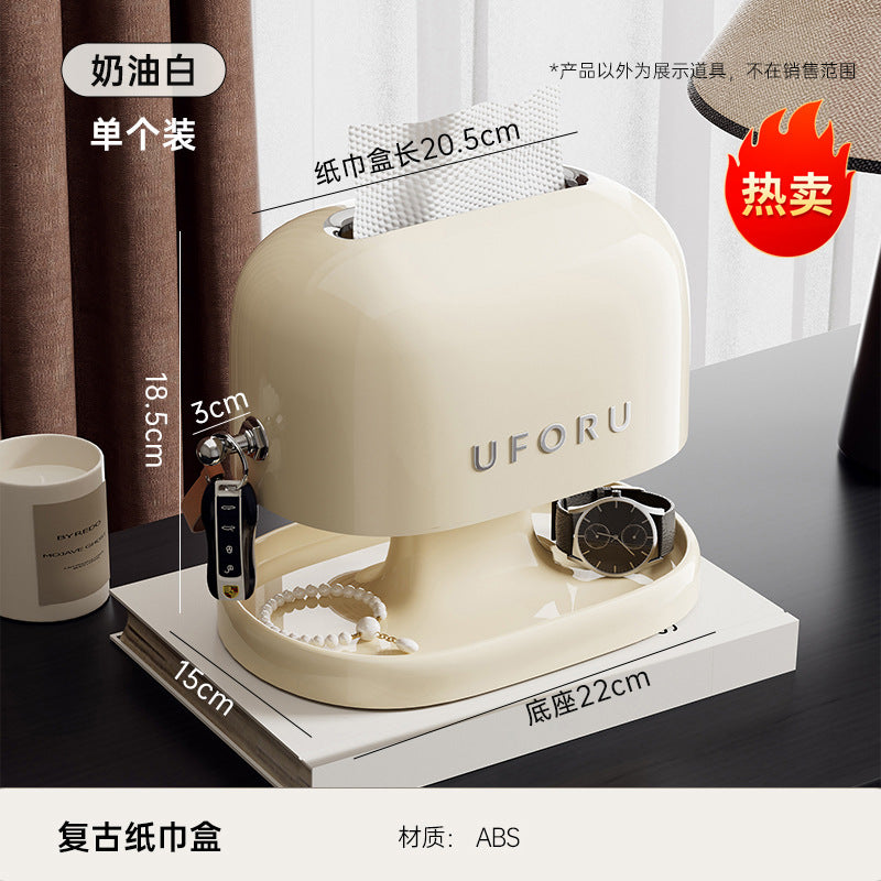 Creative Tissue Box Household Multifunctional Earphone Rack Large Capacity Built-in Spring Easter Island Moai Stone Tissue Box