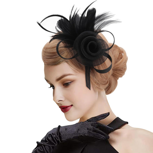 Cross-border Hot Hair Band Mesh Feather Headwear Retro Elegant All-match Headband Hair Accessories Party Performance Headflower