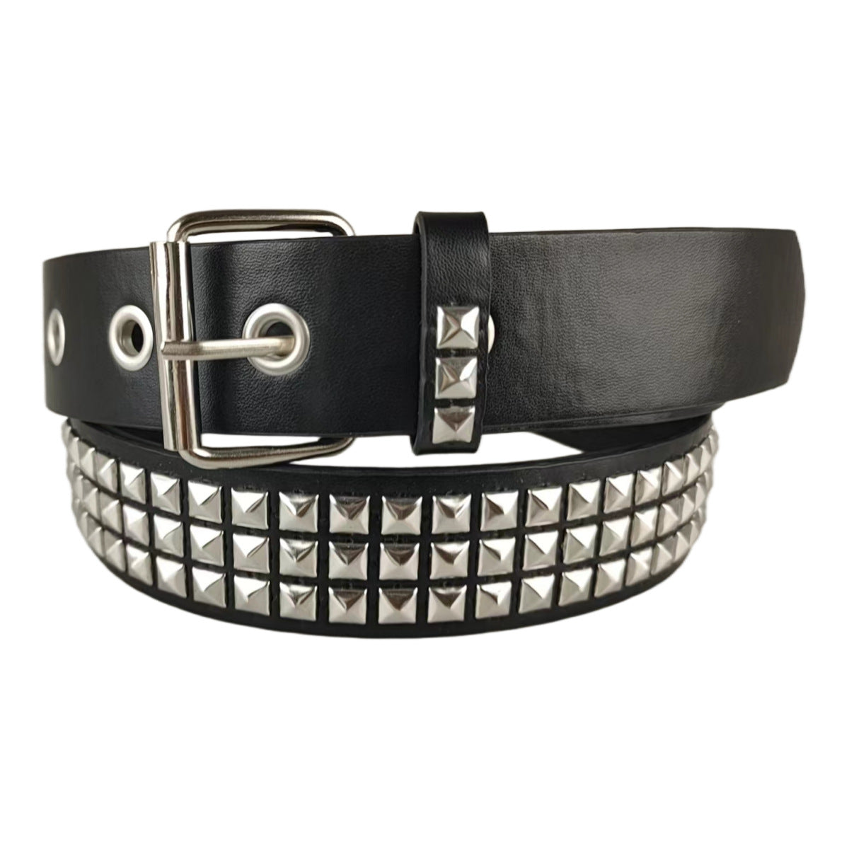 Big Skull Hip Hop Alloy Rivet Square Beads Pyramid Distinctive Belt Women's All-match Decorative High-grade Sense Belt