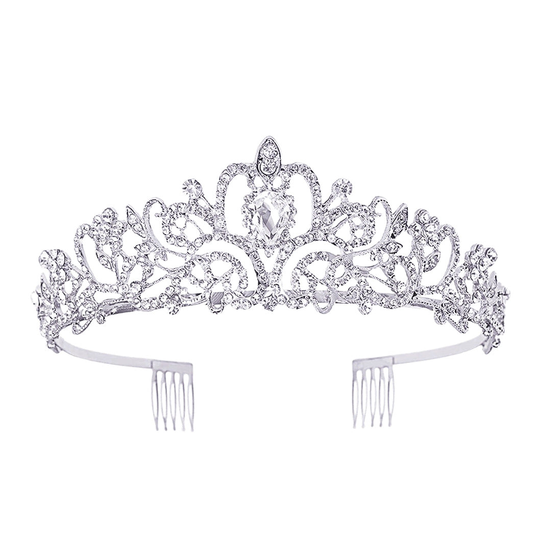 Hot sale crystal diamond bride wedding hair crown birthday headdress hair accessories ball crown car show performance headband