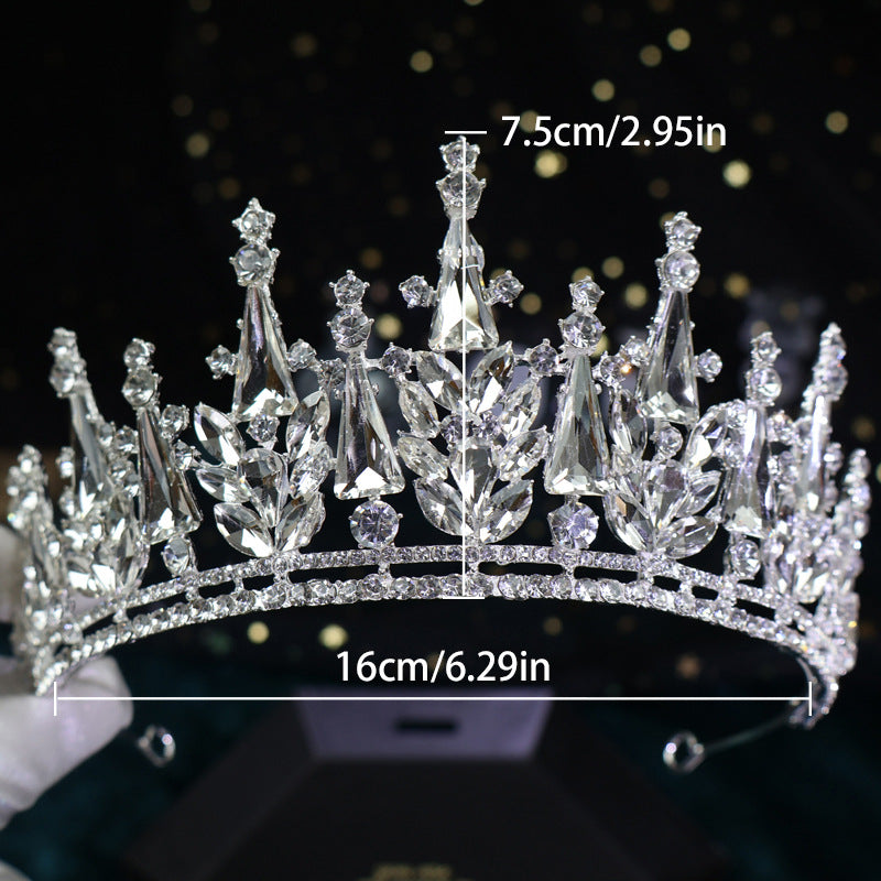 Bride Crown Princess Queen Accessories Wedding Dress Alloy Head Crown Headwear Premium Hair Accessories Wholesale Birthday Wedding Cross Border