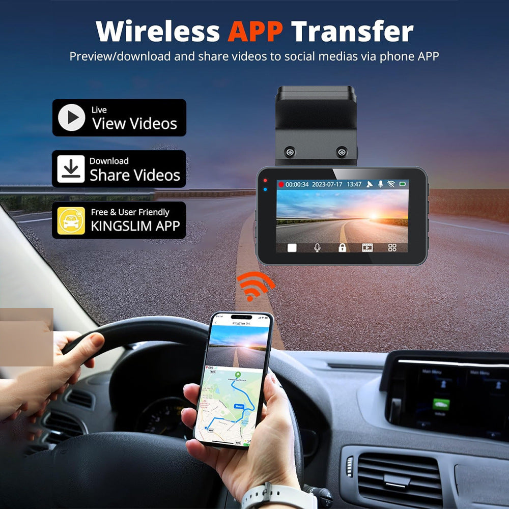 Cross-Border 2025 Driving Recorder with Front 4K and Rear 1080P Wifi Dual Recording, Night Vision, Adas, Gps, Dual Cameras