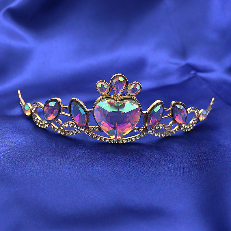 Korean Children's Crown Headwear Cute Princess Girls Children's Hair Band Crystal Elsa Children's Birthday Crown Fairy