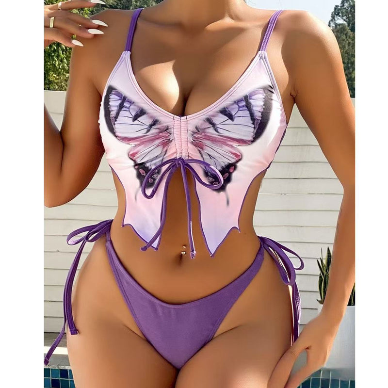2025 new European and American bow ins style split bikini bikini sexy swimsuit cross-border foreign trade wholesale