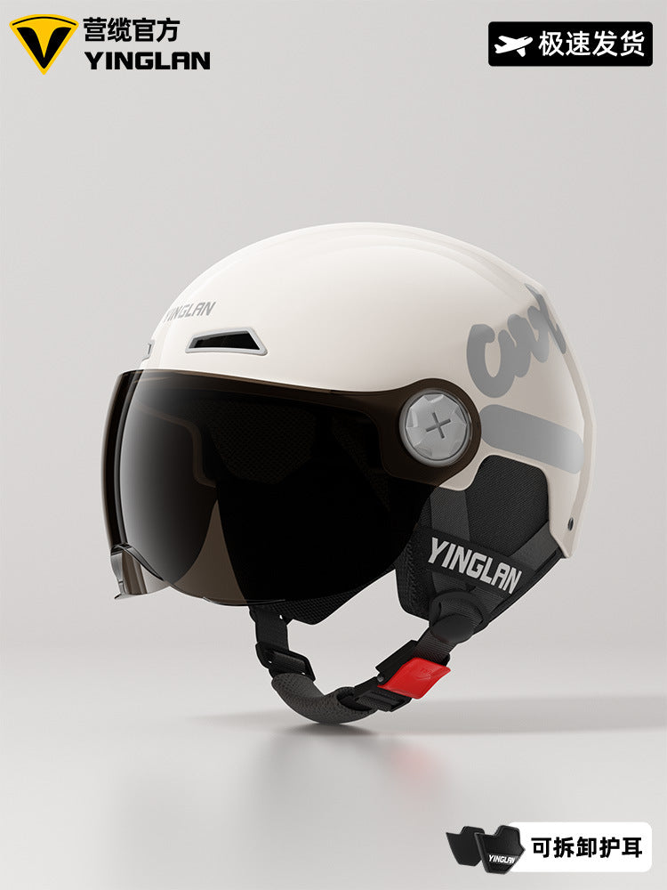 Camp cable helmet female electric car 3c new national standard four seasons universal battery car motorcycle male retro helmet half winter