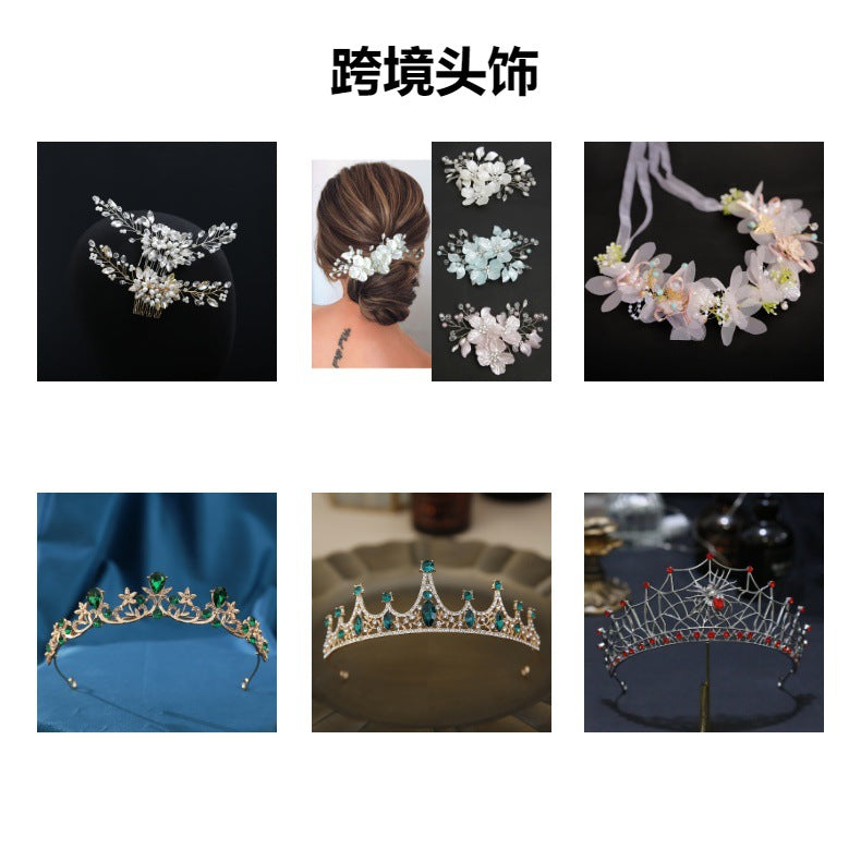 Handmade Beaded Pearl Mesh Hat Hair Net Bridal Dress Headdress Exotic Style High-End Niche Water Drop Hair Hoop Hair Cover