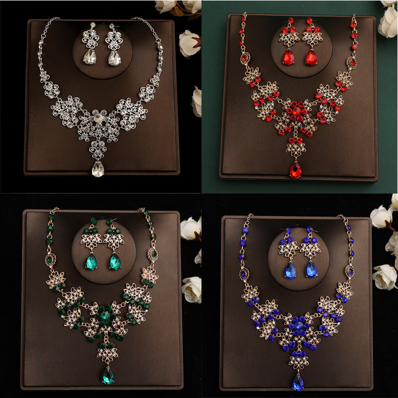 Bridal headdress suit hair accessories crown headband earrings wedding Korean wedding necklace jewelry wedding accessories wholesale