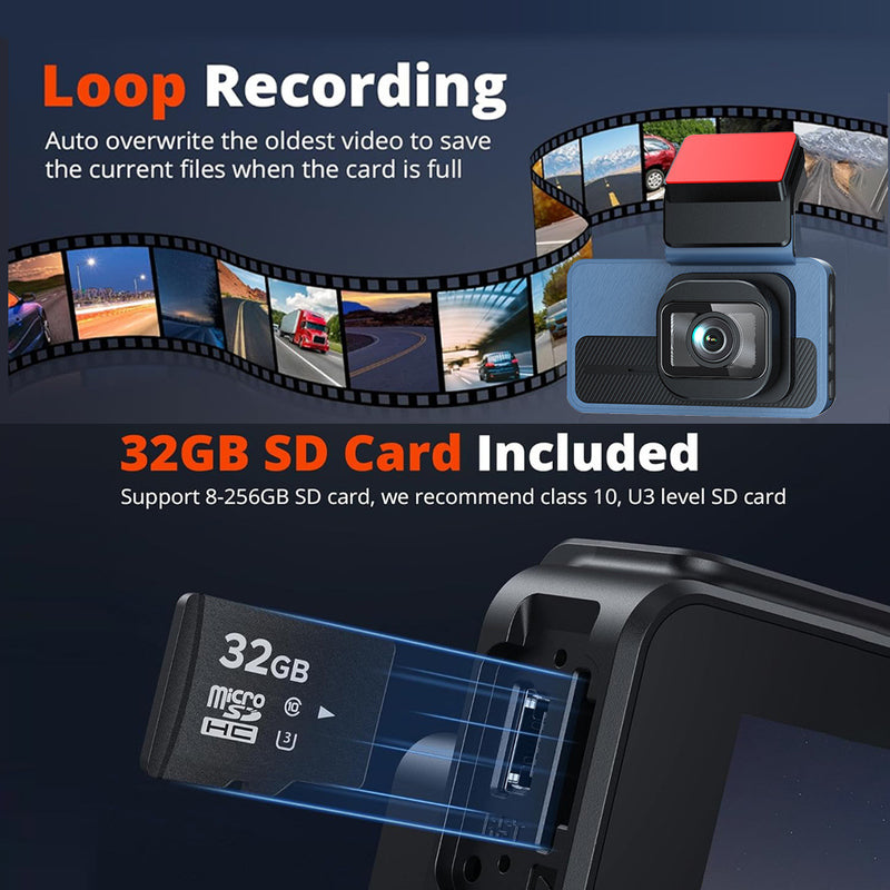 Cross-Border 2025 Driving Recorder with Front 4K and Rear 1080P Wifi Dual Recording, Night Vision, Adas, Gps, Dual Cameras