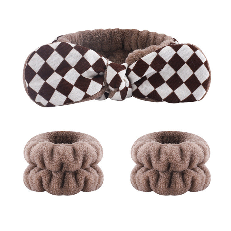 Amazon Plush Headband Wristband Set Face Washing Absorbent Headband Cartoon Cute Waterproof Hairband Wholesale