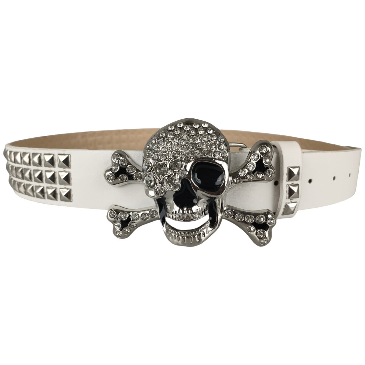 Big Skull Hip Hop Alloy Rivet Square Beads Pyramid Distinctive Belt Women's All-match Decorative High-grade Sense Belt