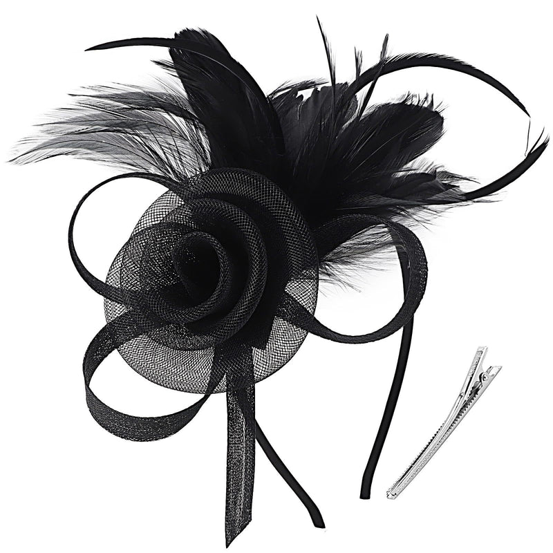Cross-border Hot Hair Band Mesh Feather Headwear Retro Elegant All-match Headband Hair Accessories Party Performance Headflower