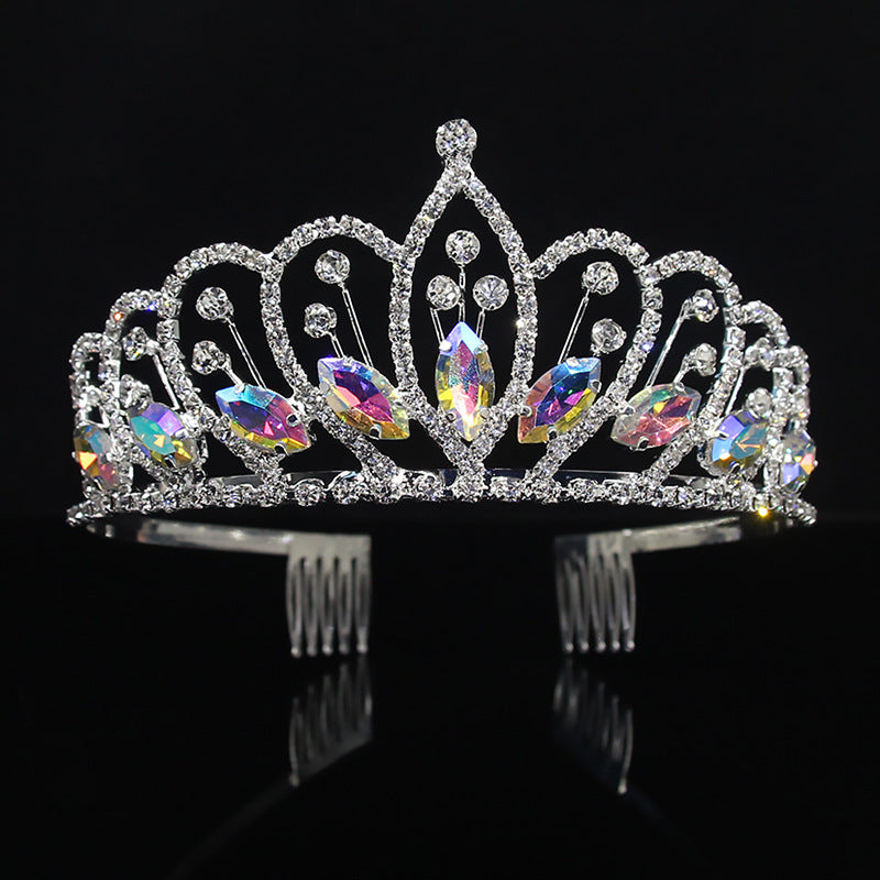European and American rhinestone wedding bride crown fashion metal wedding beauty pageant hairband girl crown headdress manufacturers wholesale
