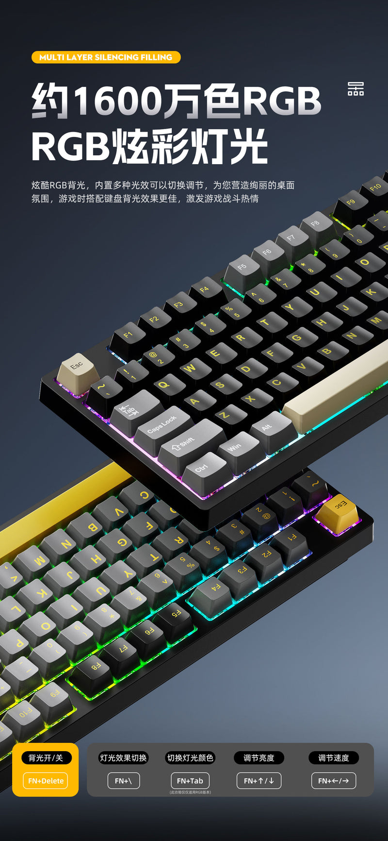 Cracked K98 Customized Mechanical Keyboard E-Sports Office Game Hot-Swappable Rgb Wireless Bluetooth Three-Mode Keyboard