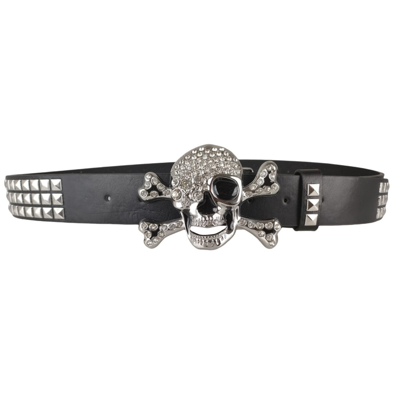 Big Skull Hip Hop Alloy Rivet Square Beads Pyramid Distinctive Belt Women's All-match Decorative High-grade Sense Belt