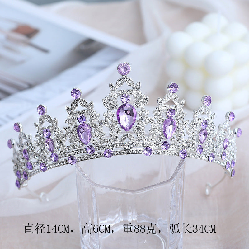 2024 New Bridal Headwear Three-Piece Crown Necklace Set Wedding Hair Accessories Wedding Accessories Jewelry Korean Style