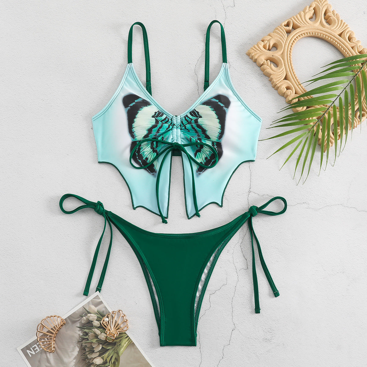 2025 new European and American bow ins style split bikini bikini sexy swimsuit cross-border foreign trade wholesale
