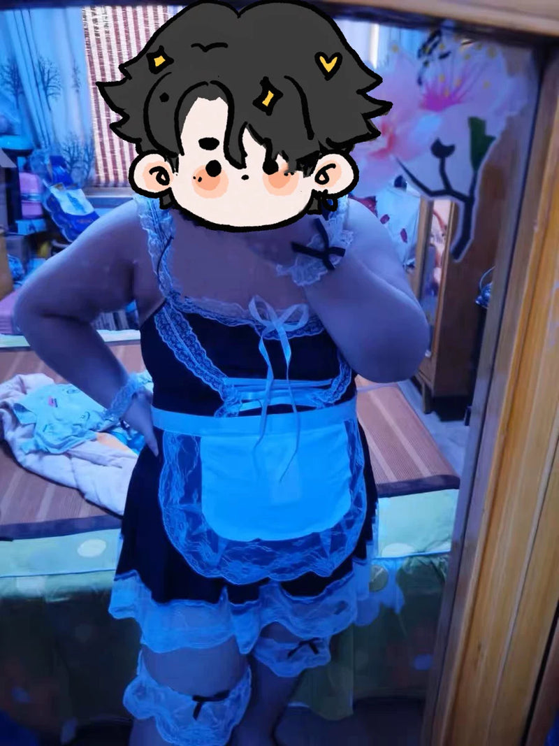 Japanese-Style Male Maid Outfit, Sexy and Pure Desire Cosplay Apron, Cross-Dressing, Transvestite Female Clothing, Boss Outfit, Maid-Themed, Erotic
