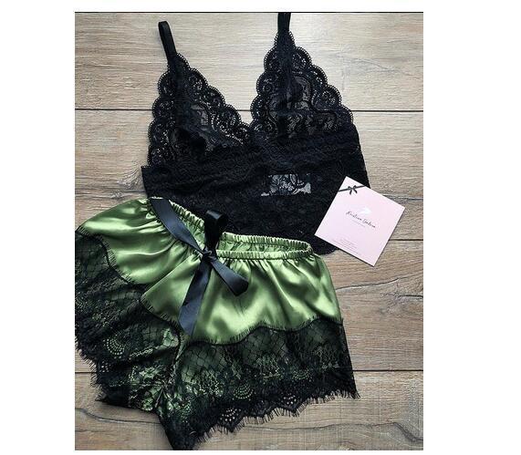 Summer Women's Silk Sling Princess Pajamas Sexy Temptation Two-piece Underwear Nightwear Home Clothes