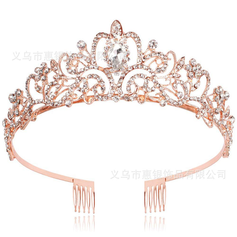 Hot sale crystal diamond bride wedding hair crown birthday headdress hair accessories ball crown car show performance headband