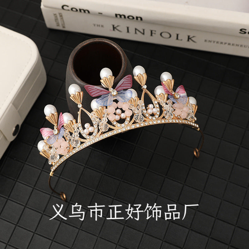Children's Crown Headband Girls Princess Birthday Gift Crown Temperament Headband Hair Accessories Wedding Crystal Fashion Accessories