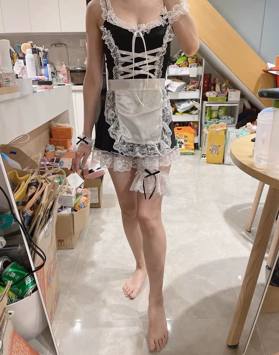 Japanese-Style Male Maid Outfit, Sexy and Pure Desire Cosplay Apron, Cross-Dressing, Transvestite Female Clothing, Boss Outfit, Maid-Themed, Erotic