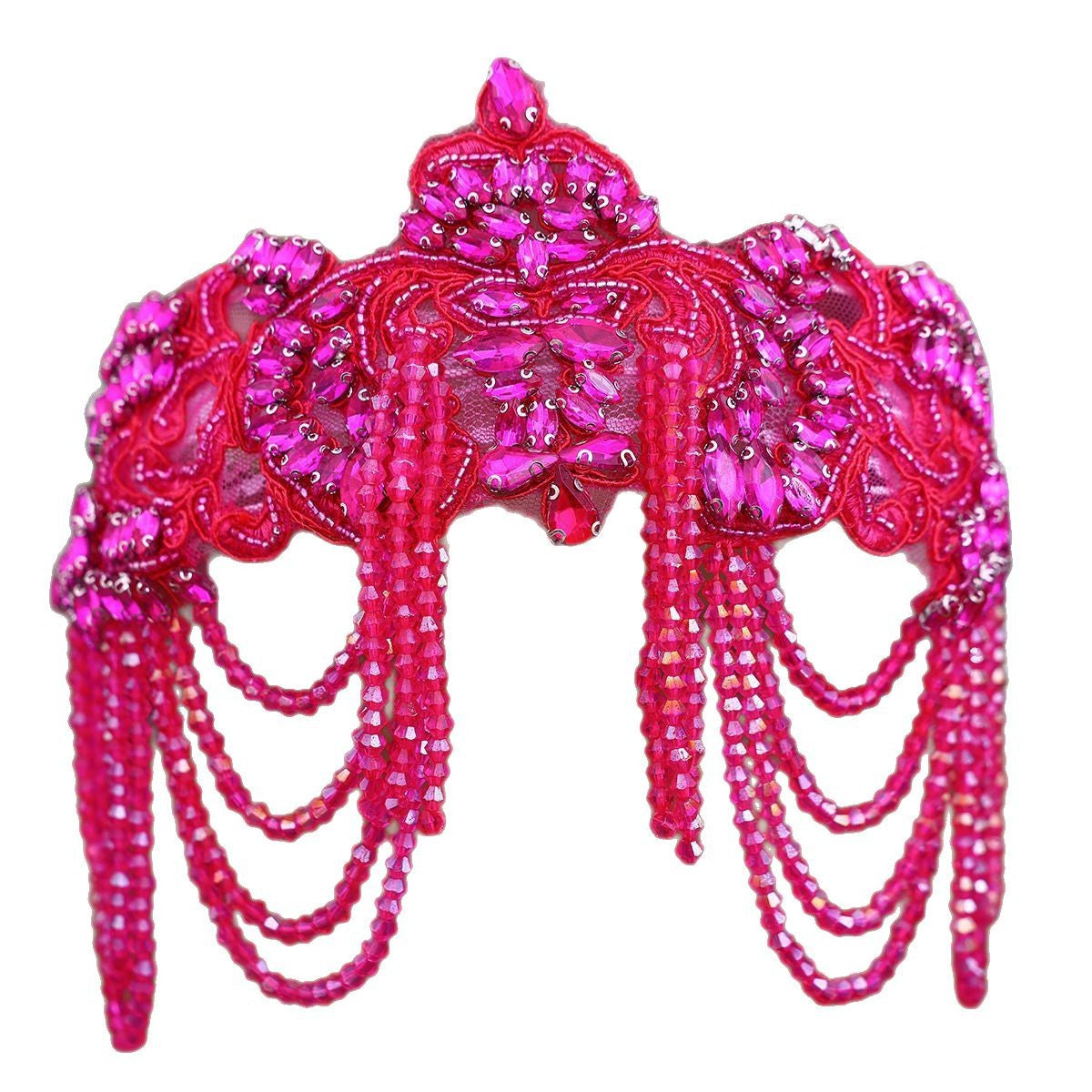 Original Design Light Luxury Full Diamond Tassel Crown Crystal Headband Heavy Industry Women's Ball Hair Accessories Wide Side Headband