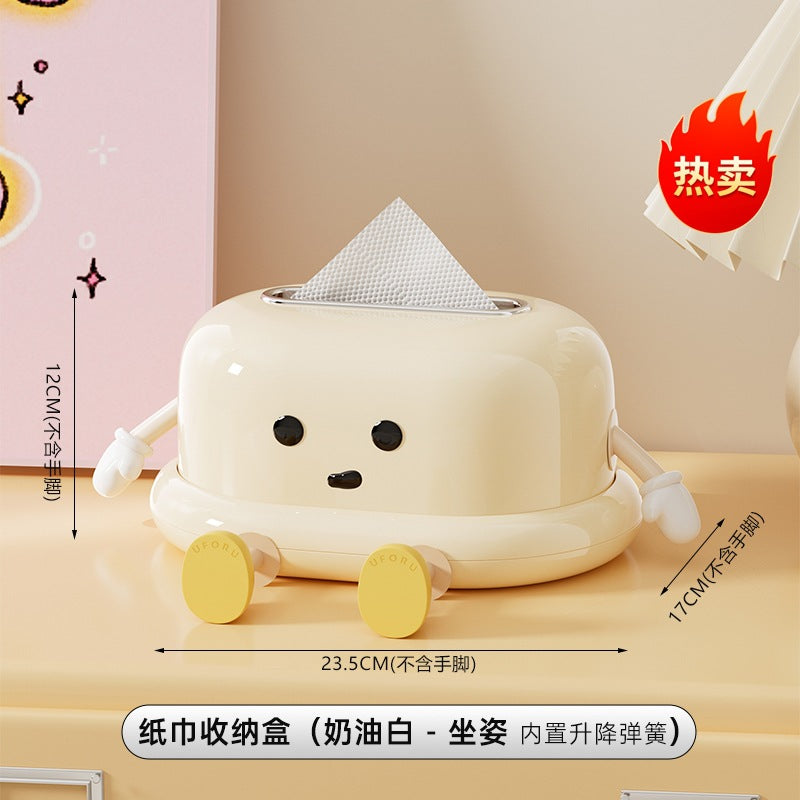 Creative Tissue Box Household Multifunctional Earphone Rack Large Capacity Built-in Spring Easter Island Moai Stone Tissue Box