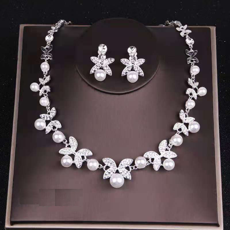 Bridal headdress suit hair accessories crown headband earrings wedding Korean wedding necklace jewelry wedding accessories wholesale
