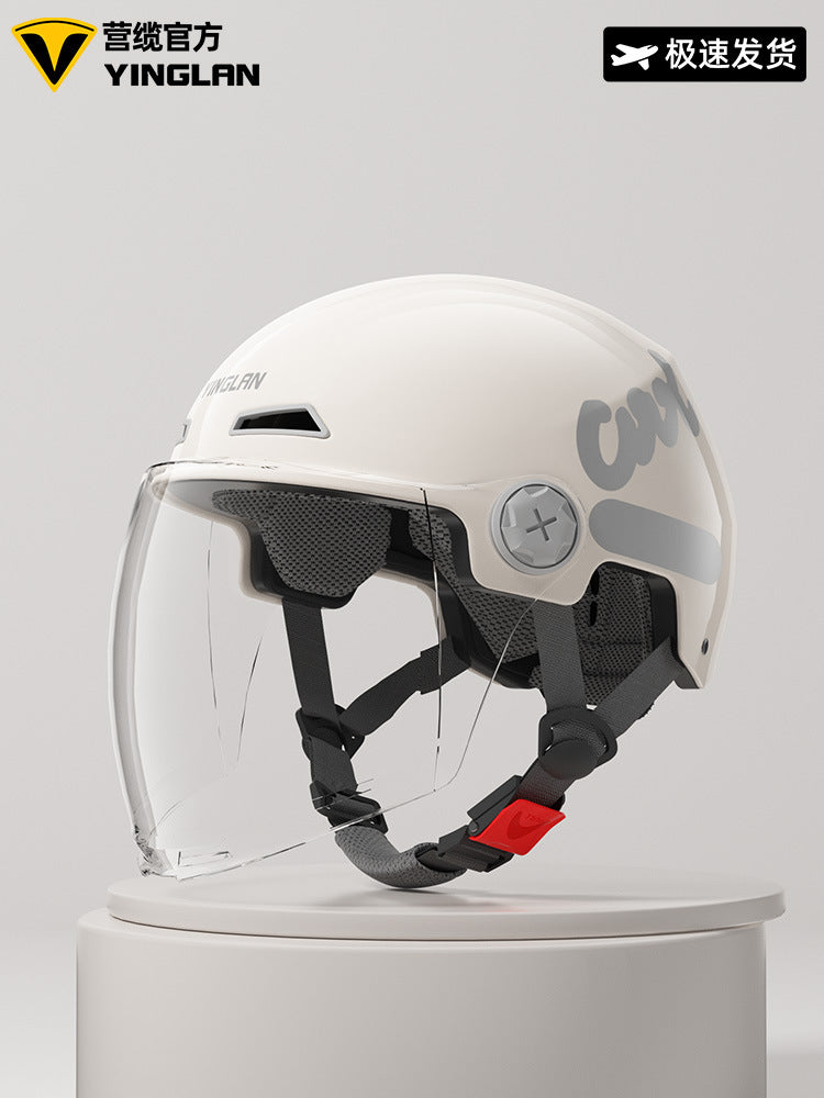 Camp cable helmet female electric car 3c new national standard four seasons universal battery car motorcycle male retro helmet half winter