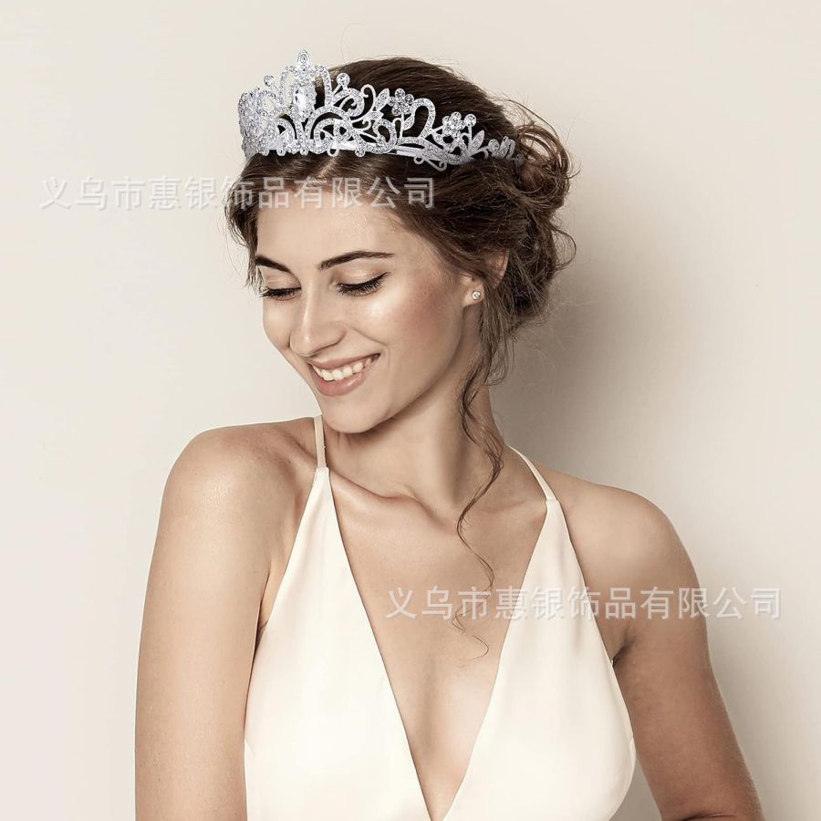 Hot sale crystal diamond bride wedding hair crown birthday headdress hair accessories ball crown car show performance headband