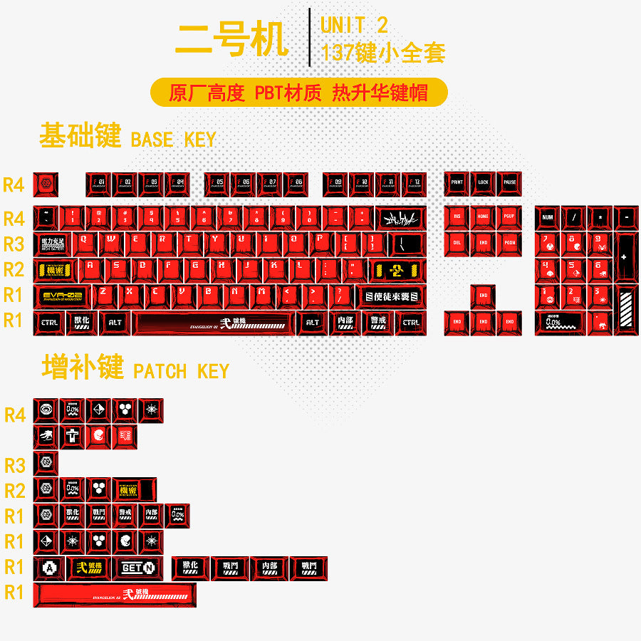 Gundam Comic Hundred Mixed Lamp Key Cap Original Height 136 Key Full Set Classic Simple Mechanical Keyboard Key Cap Key Meow