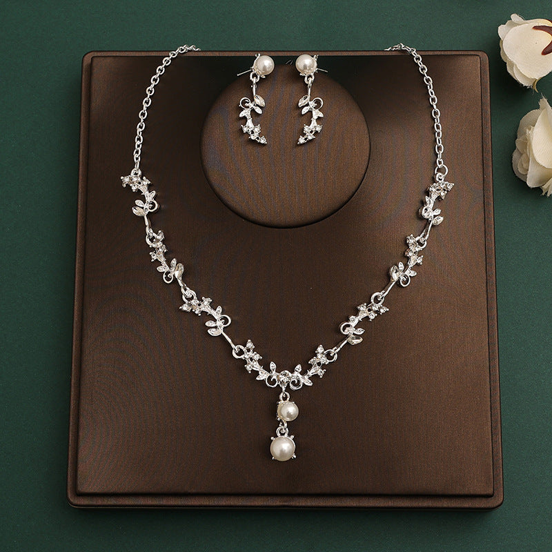 Bridal headdress suit hair accessories crown headband earrings wedding Korean wedding necklace jewelry wedding accessories wholesale