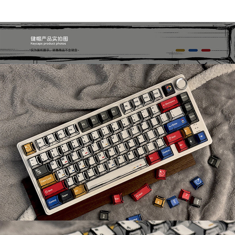 Gundam Comic Hundred Mixed Lamp Key Cap Original Height 136 Key Full Set Classic Simple Mechanical Keyboard Key Cap Key Meow