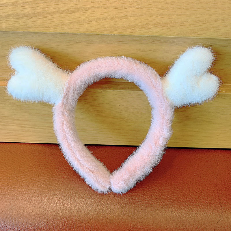 Bow cat ears plush headband face washing hair pressing non-slip headband sweet cute hair bundle children hairpin headdress