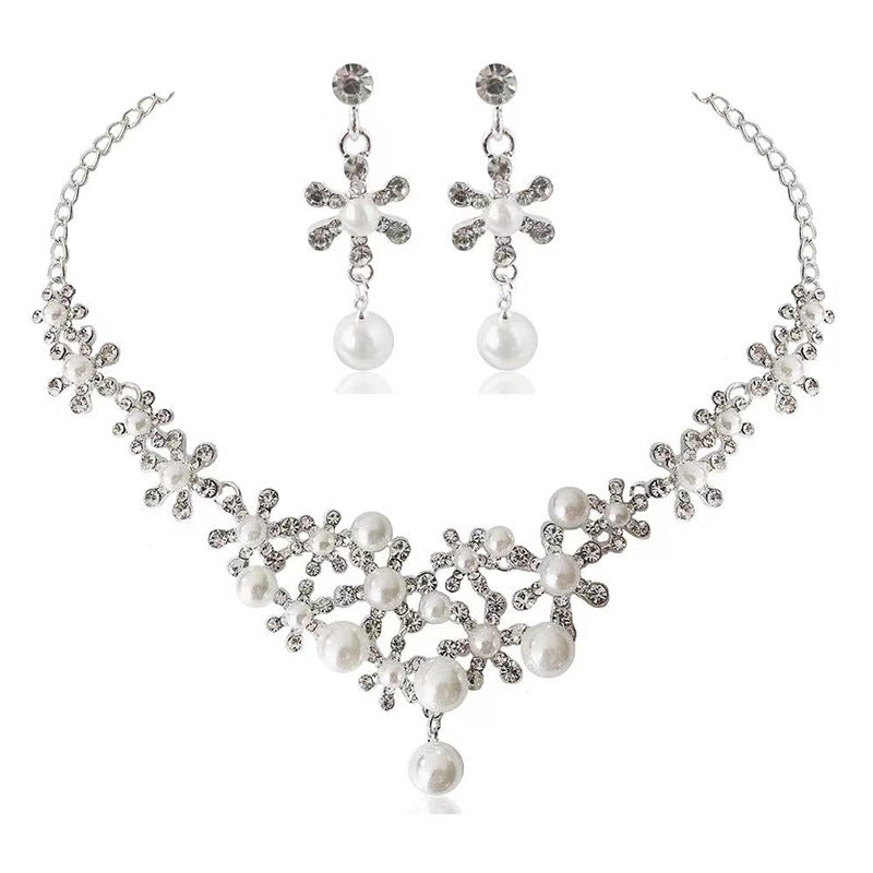 Bridal headdress suit hair accessories crown headband earrings wedding Korean wedding necklace jewelry wedding accessories wholesale