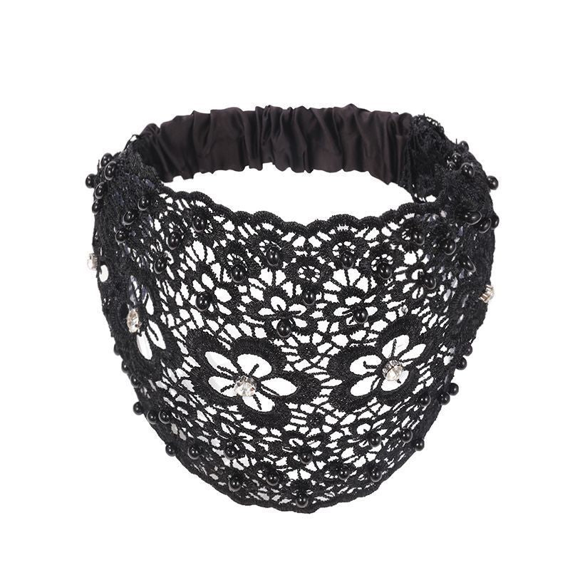 Cross-border Explosions Hollow Hair Band Nail Beads Shake Voice Internet Celebrity Wide-brim Pressing Hair Covering White Hair Headband Female Headwear Headband Hair Band