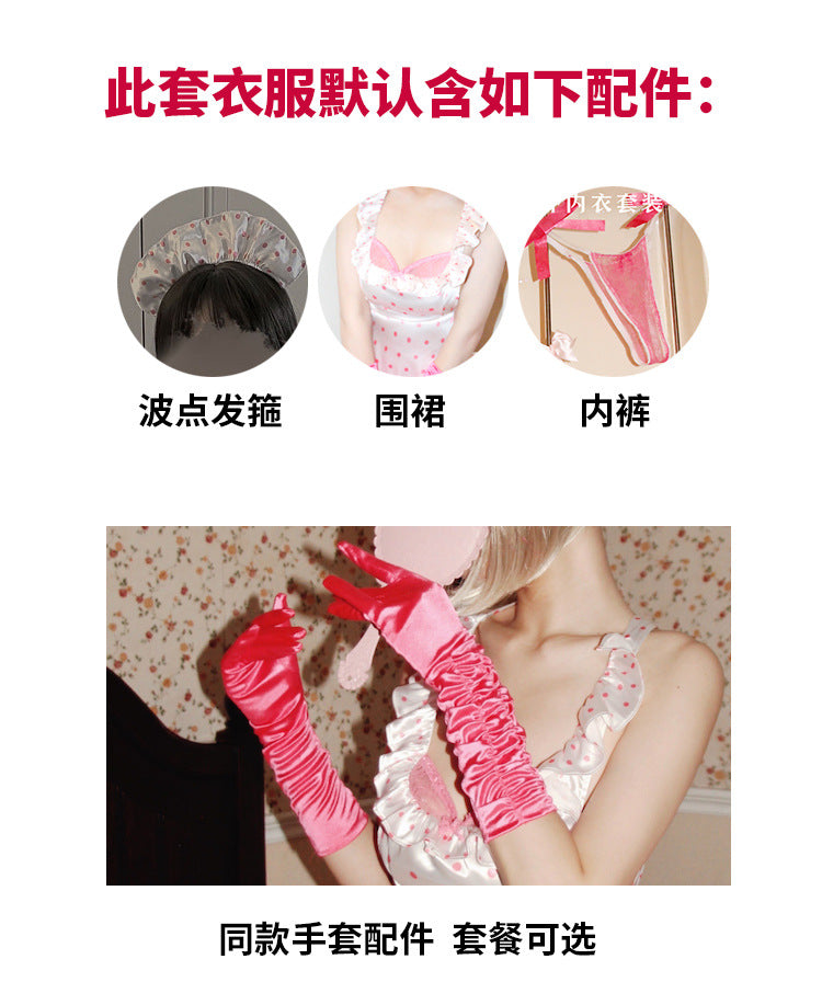 Sexy Lingerie 2024 New Sexy No Polo Dot Kitchen Apron Maid Dress Sexy Uniform cosplay Women