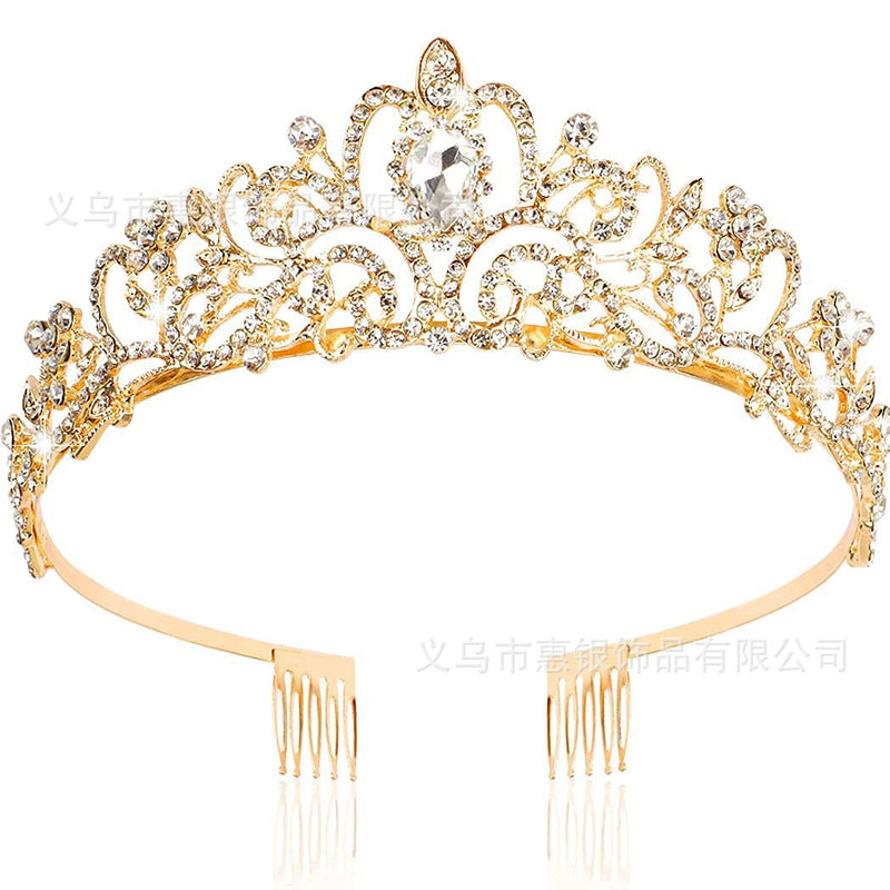 Hot sale crystal diamond bride wedding hair crown birthday headdress hair accessories ball crown car show performance headband