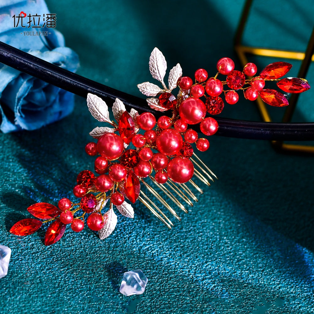 Youlapan Hp596 European and American Fashion Bridal Hair Comb Hand-Beaded Alloy Leaf Hair Accessories Hair Styling Accessories