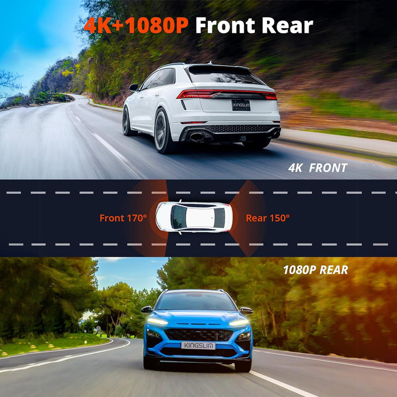 Cross-Border 2025 Driving Recorder with Front 4K and Rear 1080P Wifi Dual Recording, Night Vision, Adas, Gps, Dual Cameras