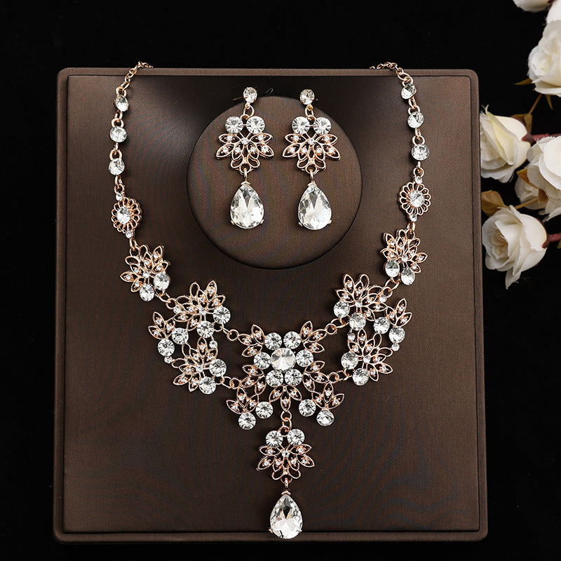 Bridal headdress suit hair accessories crown headband earrings wedding Korean wedding necklace jewelry wedding accessories wholesale