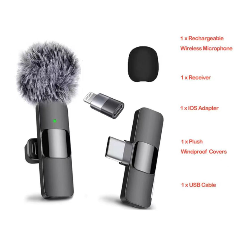 Cross-border new wireless collar clip microphone factory portable audio video recording mini K1 microphone
