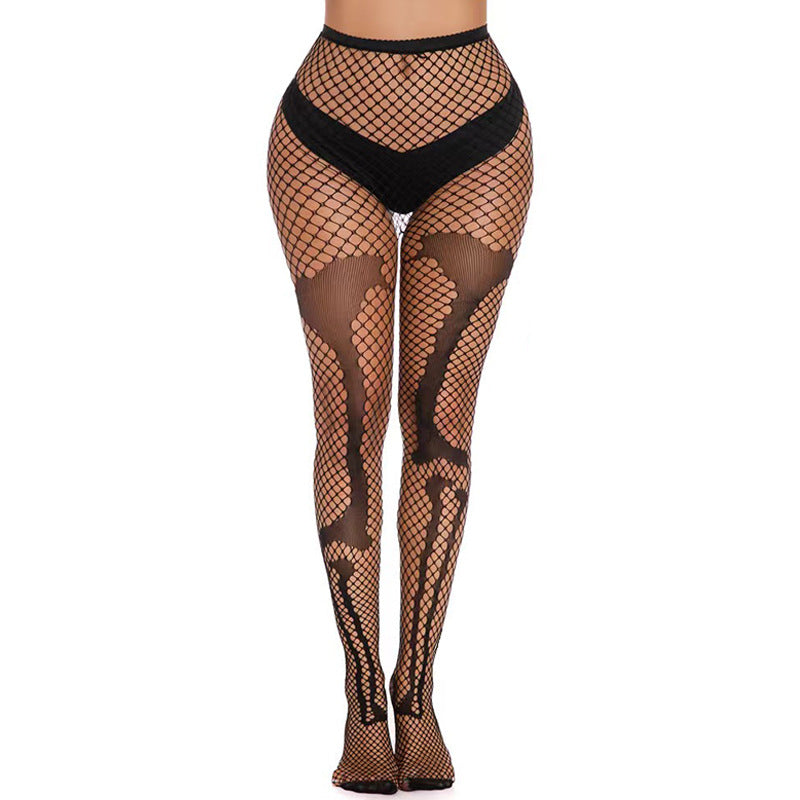 European and American fashion cross-border plus size sexy fishing net hollow jacquard women's rhinestone pantyhose Amazon factory wholesale