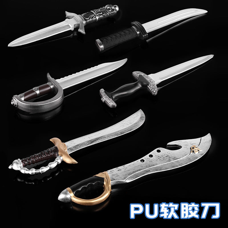 Zhushengda Halloween Mini Toy Sword Set Realistic Weapon Toy Knife Pu Soft Rubber Material Props